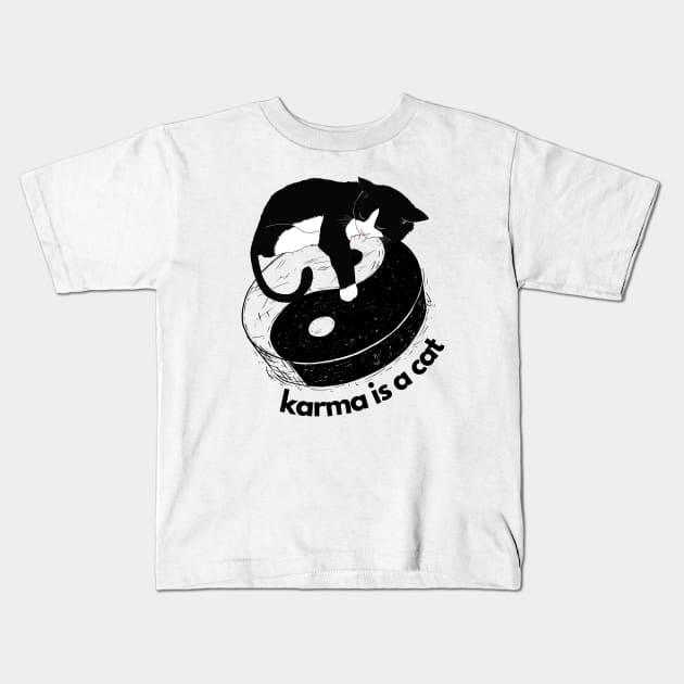 karma is a cat Kids T-Shirt by shoreamy